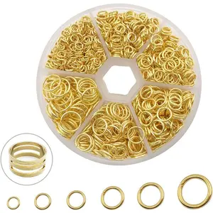 1500Pcs Mixed 6 Sizes Open Jump Rings,4mm 5mm 6mm 7mm 8mm 10mm Jump Ring Jewelry Keychain for Jewelry Making Accessories with 1Pcs Jump Ring Open/Close Tool and 1Pcs Storage Box (Gold)