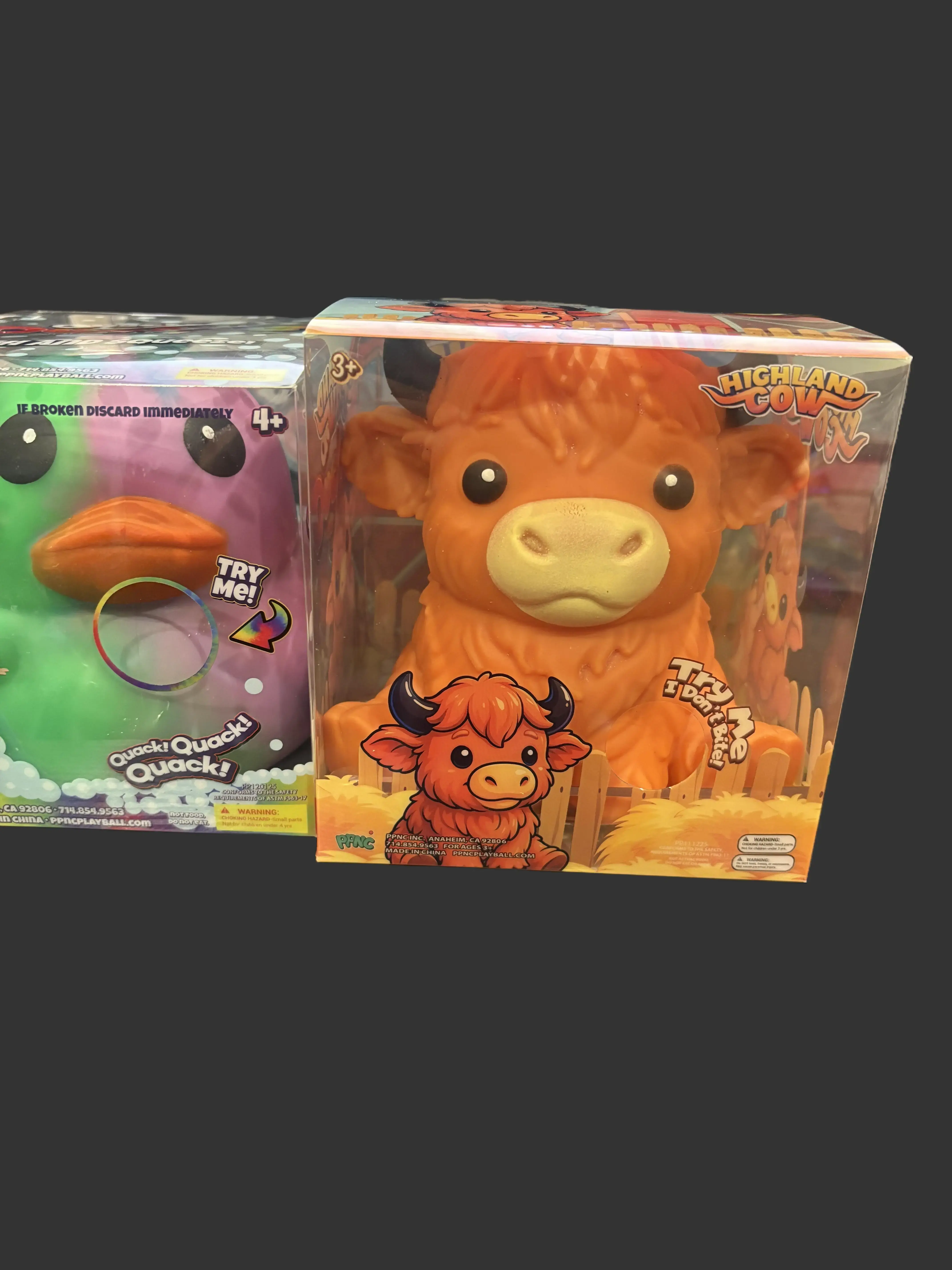Highland Cow and Duck squishy combo