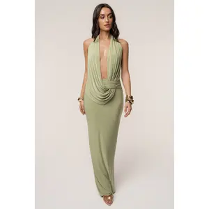Sage Dawn Draped Maxi Dress