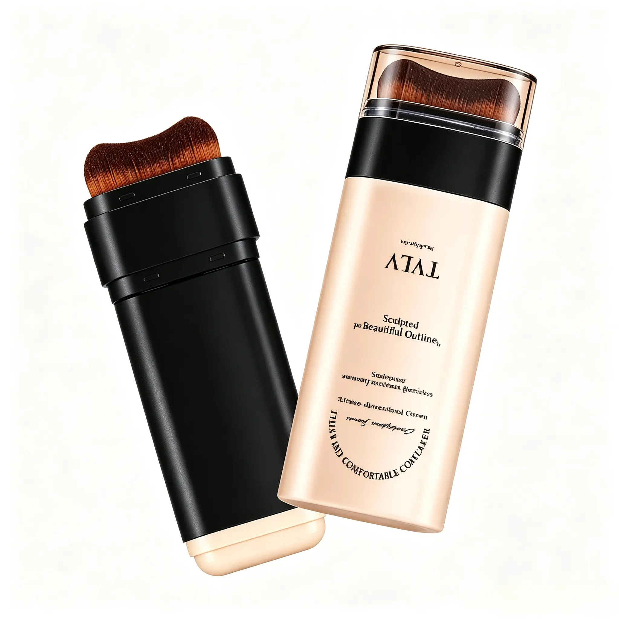 2-in-1 Olive Compact Foundation Concealer Stick with Built-In Brush, Waterproof, Sweatproof, Full Coverage Cosmetic, Moisturizing, Long-Lasting, Portable Makeup for Dark Circles, Blemishes (Great Gift Option)