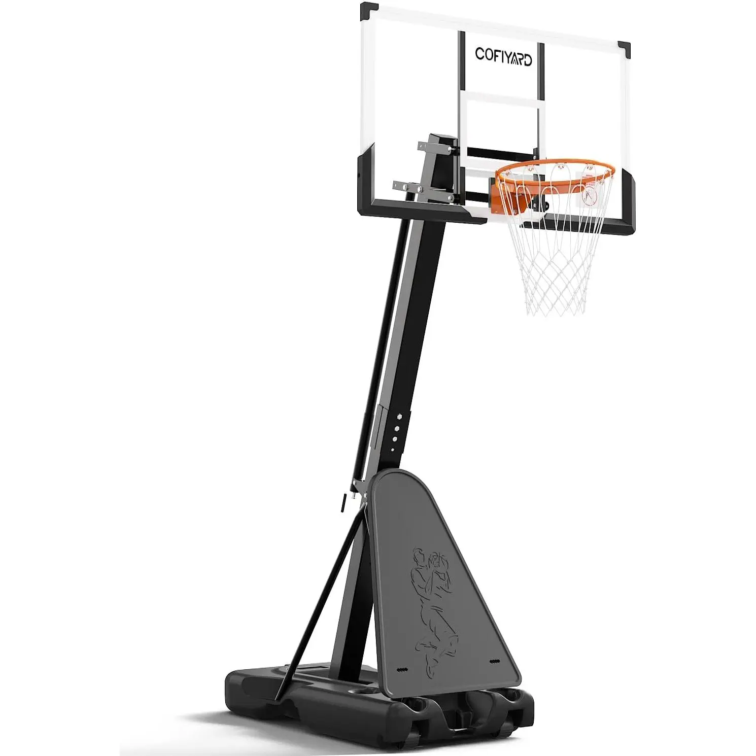 Cofiyard Basketball Hoop Outdoor, 54 Inch Shatterproof Backboard, 7.87-10 FT Quick Height Adjustable Basketball Portable Hoops & Goals, Reinforced and Thickened Tube Iron Steel