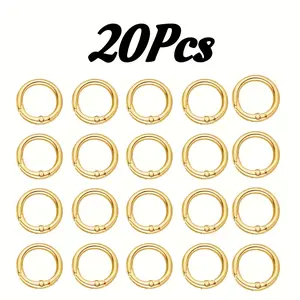 20Pcs Golden Zinc Alloy Spring Snap Hooks | Multi-Use Round Clasps Set for DIY Jewelry, Keychains & Handbags | Sleek Polished Finish | Versatile Crafting Accessories for Wallets and Backpacks, Bag Accessories | Versatile Attachments | Durable Metal C