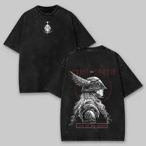 Men's Elden Ring Malenia Graphic Short-Sleeve T-Shirt - Classic, Soft, Seamless, Vintage Washed Heavyweight Cotton Loose-Fitting Oversized Top, Soulsborne Dark Fantasy Gamer Merch, Unisex Retro Streetwear Gift, Tshirt