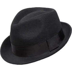 Men's Wool Felt Winter Hat Short Brim Fedora Hat