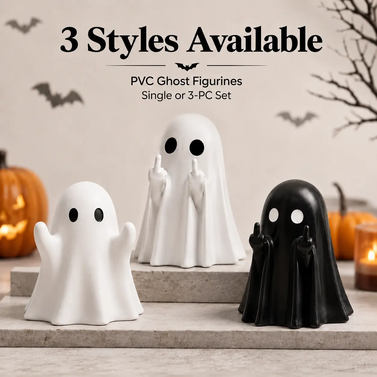 Ghost Design Ornament, Cute Ghost Decoration, Spooky Resin Sculpture, Halloween Decoration for Indoor and Porch, Home Decor, Decorative Home Ornament - MM2