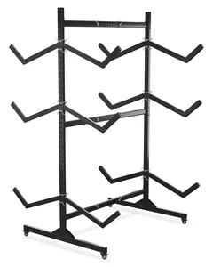 Garvee Kayak Stand Freestanding Storage Rack for 6 Kayak Canoe Boat Paddle Board SUP Surfboard for Indoor Outdoor Garage, Shed, Dock with Lockable Wheels Wide Adjustable (6 Kayaks,S Type)