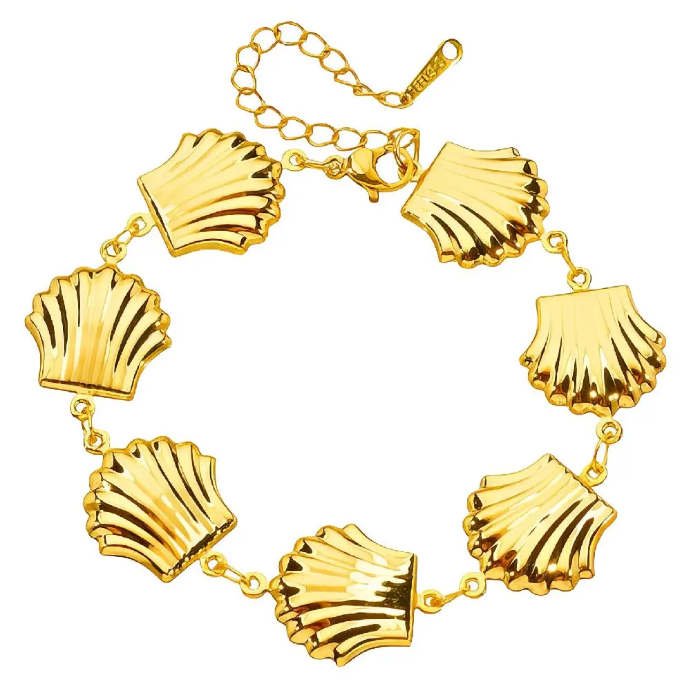 B5: SEASHELL BRACELET, 18K GOLD PLATED STEEL