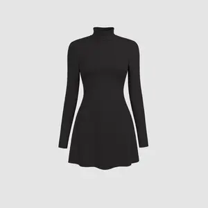 Cider [4 colors, size 0-26] High Neck Solid Mini Dress