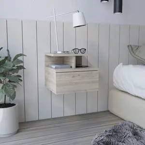 Adele Floating Nightstand with Drawer and Open Storage Shelves