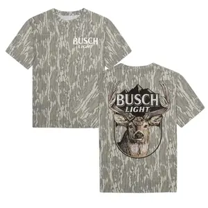 Busch Light Beer Mossy Oak Camouflage Bottomland Mallard T-Shirt – Soft Cotton Hunting Tee