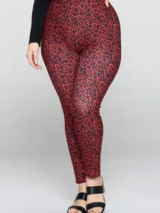 Plus Size Peggy Bundy Classic Leopard Red Peach Skin Leggings