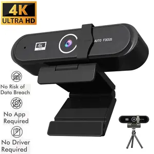 4K Ultra HD Webcam Autofocus Camera with Noise Cancelling Mic Privacy Cover & Tripod for Remote Workers Video Meetings on Zoom Teams