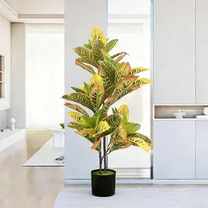 3.2FT Color-Changing Ficus Microcarpa Artificial Tree - Vibrant Potted Decor for Home, Office, Courtyard & Garden