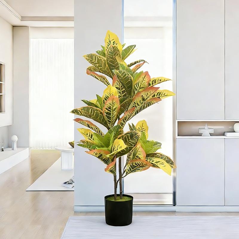 3.2FT Color-Changing Ficus Microcarpa Artificial Tree - Vibrant Potted Decor for Home, Office, Courtyard & Garden
