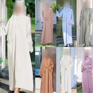 Muslim Woman Abaya Robe Burqa Embroidery Elegant Modest Dress Arab Dubai Turkish Islamic Women Clothing Abayas With Hijab