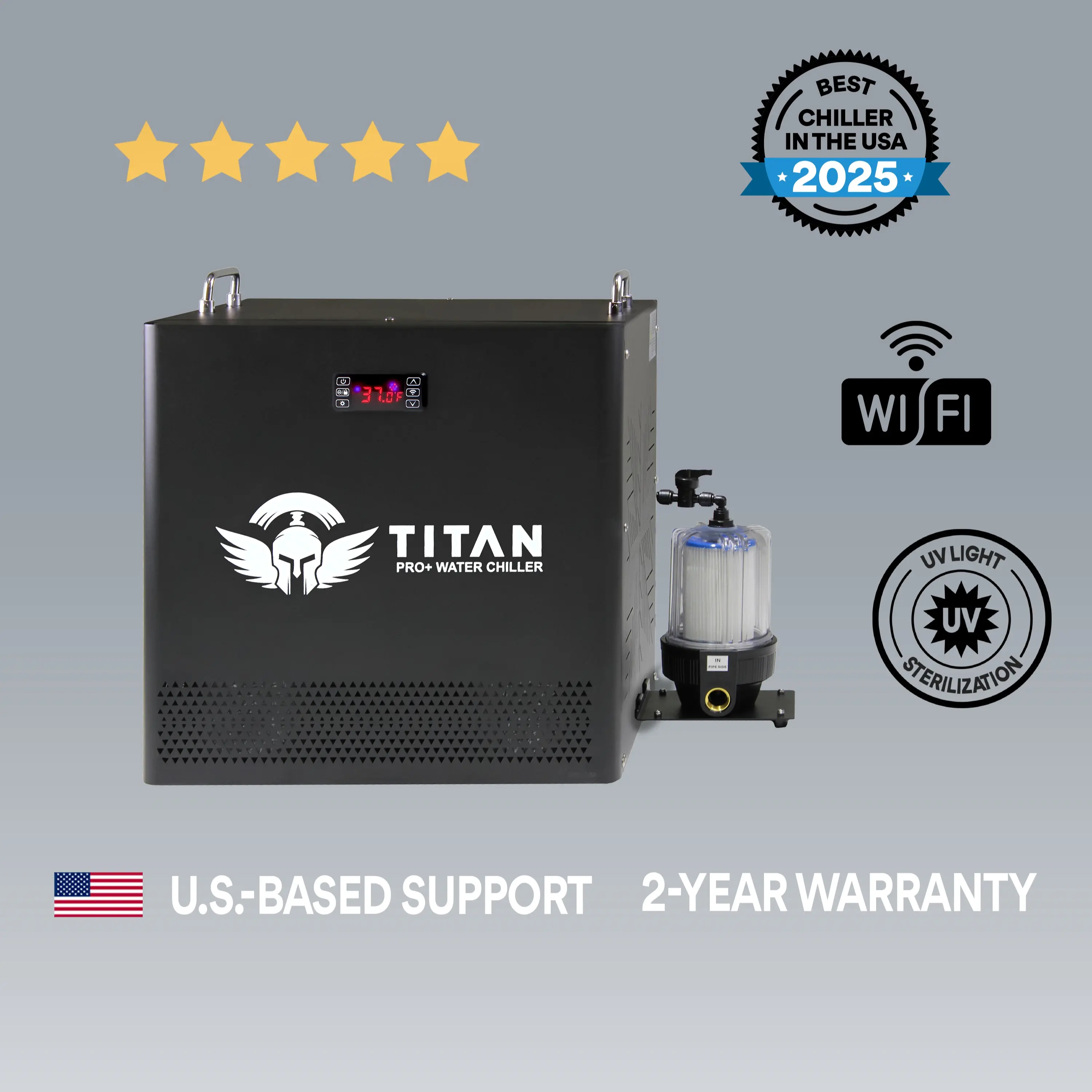Cold Plunge Chiller | Pro+ 1HP 2605W | WiFi + UV | 2-Year Warranty | High-Performance Cooling System | Titan Wellness