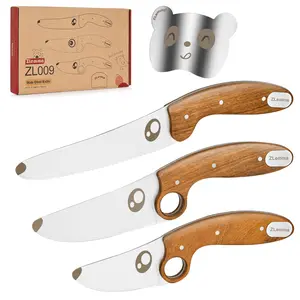 Kids Knife Set for Real Cooking with Educational Ring & Serrated Blade Edge & Panda Finger Guard 4-Pieces | Safe Rounded Tip Design + STEM Kitchen Learning Tool (Ages 5+)