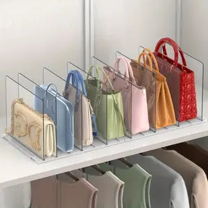 8-layer adjustable transparent partition storage box, multi-functional storage box specially for handbags in wardrobes, household bookshelf layered organizer