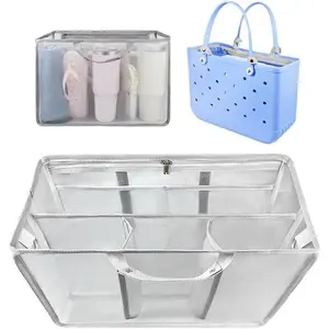 Beach Bag Organizer Insert Compatible with X Large  - Lightweight Mesh Insert Suitable for   Accessories,Beach Bag Essentials (Gray)