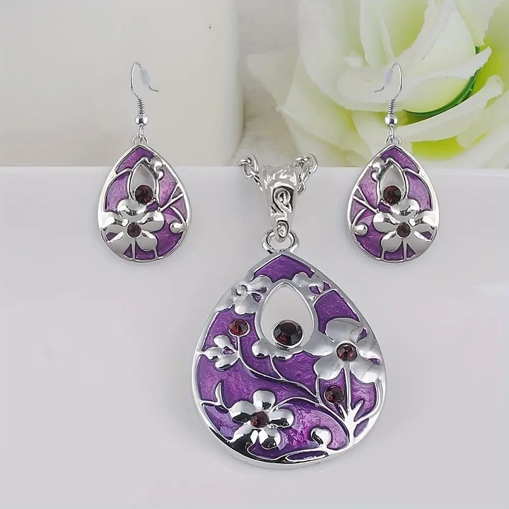 Charm Necklaces & Pendants for Women 2 Color Water Drop Necklace Earrings Set Pendant Earring Set