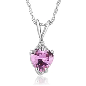 1/2ct Diamond & Pink Sapphire Heart Pendant in 14K Yellow, White, or Rose Gold