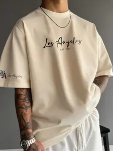 Manfinity LEGND Men's Casual Letter Print Short Sleeve T-Shirt, Summer Los Angeles Fitted T Shirt Men S Streetwear Shirts Men Shirts Streetwear Graphic Tees Streetwear