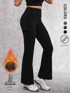 Women's High Waist Fleece Lined Yoga Pants, Winter Warm Micro Flare Leggings, High Waisted Leggings, Comfortable Fitness & Casual Wear, Christmas Gift