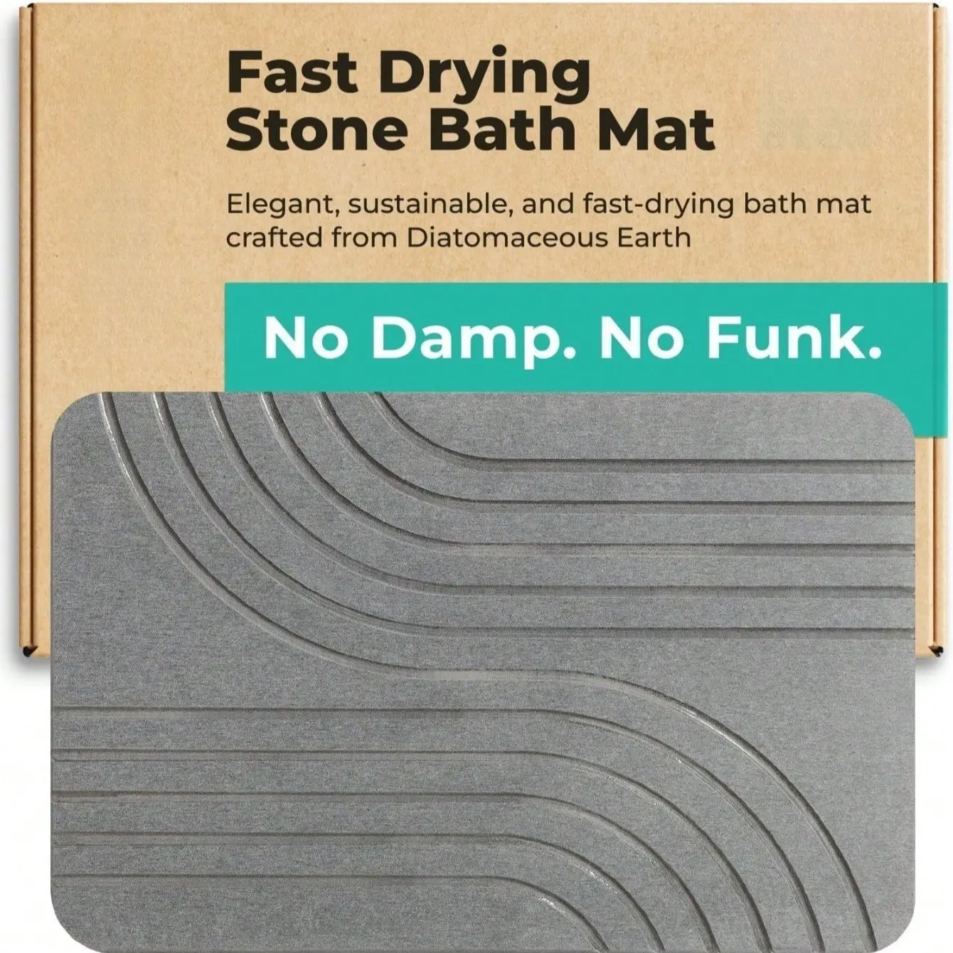 Super Absorbent Diatomite Stone Bathroom Mat, Natural Diatomaceous Earth Non-Slip Shower Mat Fast Drying Easy Clean for Bathroom Floor 23.5" x 15"