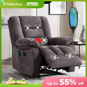 EBELLO Overstuffed Massage Recliner Chair - Heat & Vibration, Manual Recline with Side Pocket, Soft Breathable Fabric for Living Room | Stress Relief & Cloud-Like Comfort Pressure Points