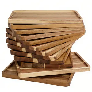 12 Pack Rectangular Wooden Serving Platter Wood Cheese Charcuterie Board Rectangle Kitchen Dinner Platter for Food Fruit Vegetables Charcuterie Appetizer