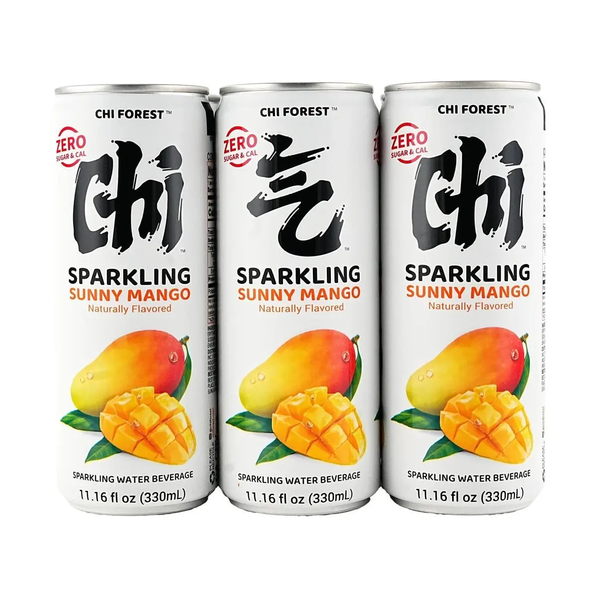 6 Pack Chi Forest Sparkling Water Mango 11.16fl oz Each - 0 Sugar 0 Cal 0 Fat, Chinese Soda, Summer Drink