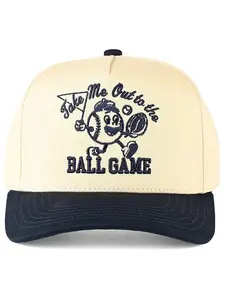 C.C TAKE ME OUT TO THE BALL GAME Letter Embroidered Two Tone Trucker Hat Baseball Cap