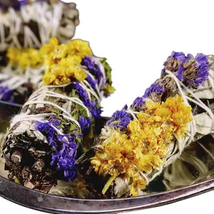 Herbal Smoke Cleansing Wand – Mullein, Statice & Yerba Santa Blend Flower Fragrance