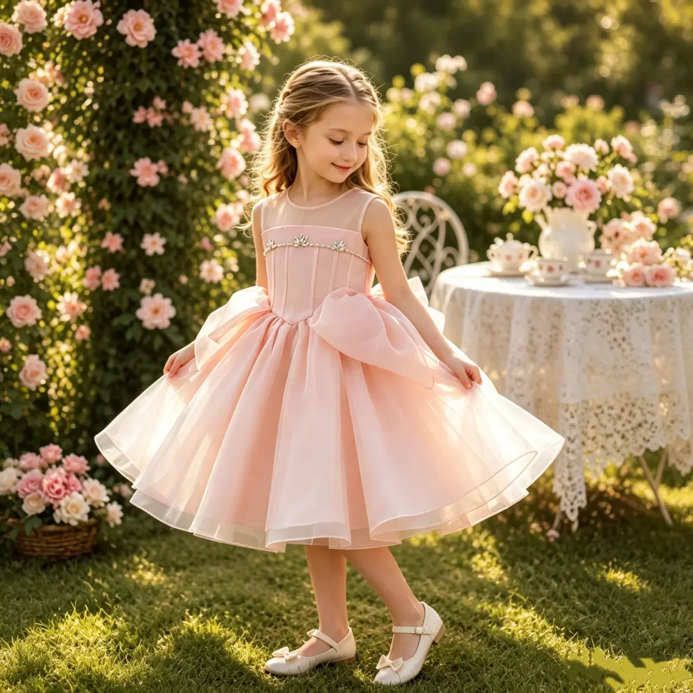 6223 Girls' piano dress tutu skirt princess dress children's birthday party evening dress
