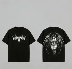 Gothic Angel T Shirt Anime Graphic Tee Y2K Dark Angel Shirt Valentine Theme Graphic Tee Streetwear Style Tee Good Graphic Tees Trendy Casual Tee T Shirts For Men Cool Men's Graphic Tees Retro Anime Angel Design 90s Graphic Tees Style Gift Idea