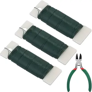 Flexible 110 Yards Green Floral Paddle Wire - Christmas Wreath Craft Wire with Wire , 22 Gauge
