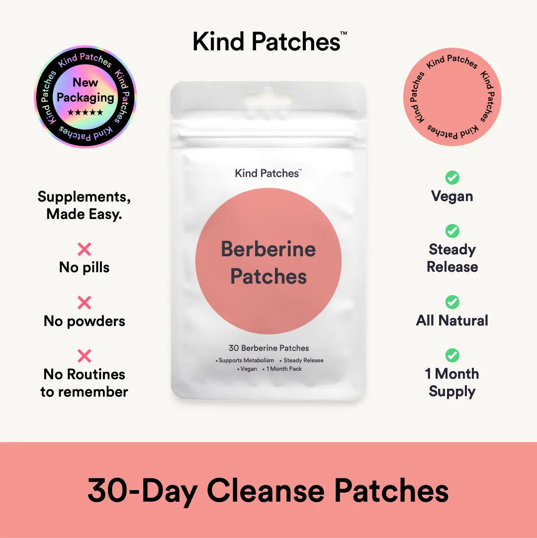 Kind Patches, 30-Day Cleanse Patches, Berberine, Support Metabolism, Cinnamon Extract, 1 Month Supply