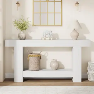 GARVEE 62.9" Narrow Console Table with Storage, Rectangular Sofa Table Behind The Couch,2-Tier Long Console Table,  Wooden Accent Table, Entryway Table for Entrance, Hallway, Living Room