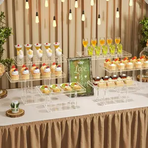 Acrylic Dessert Display Set, Transparent Acrylic Cupcake Stand, Ideal for Weddings & Birthdays, Food Trays, Cookie Plates, Serving Stands