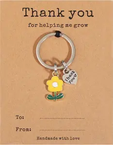 Teacher Appreciation Keychain Gifts in Bulk Teacher Day Christmas Gift Thank You for Helping Me Grow Keychain