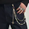 Wallet Chain Layered Pants Chains for Men Women, Punk Jeans Key Chain Accessories Exquisite Rhinestone Flower Pearl