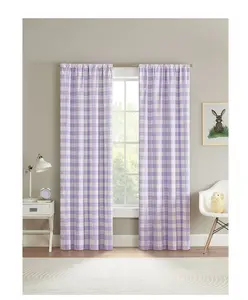 Gingham Plaid Blackout Curtain Panel Pair, Set of 2, Lilac, 37" W x 84" L