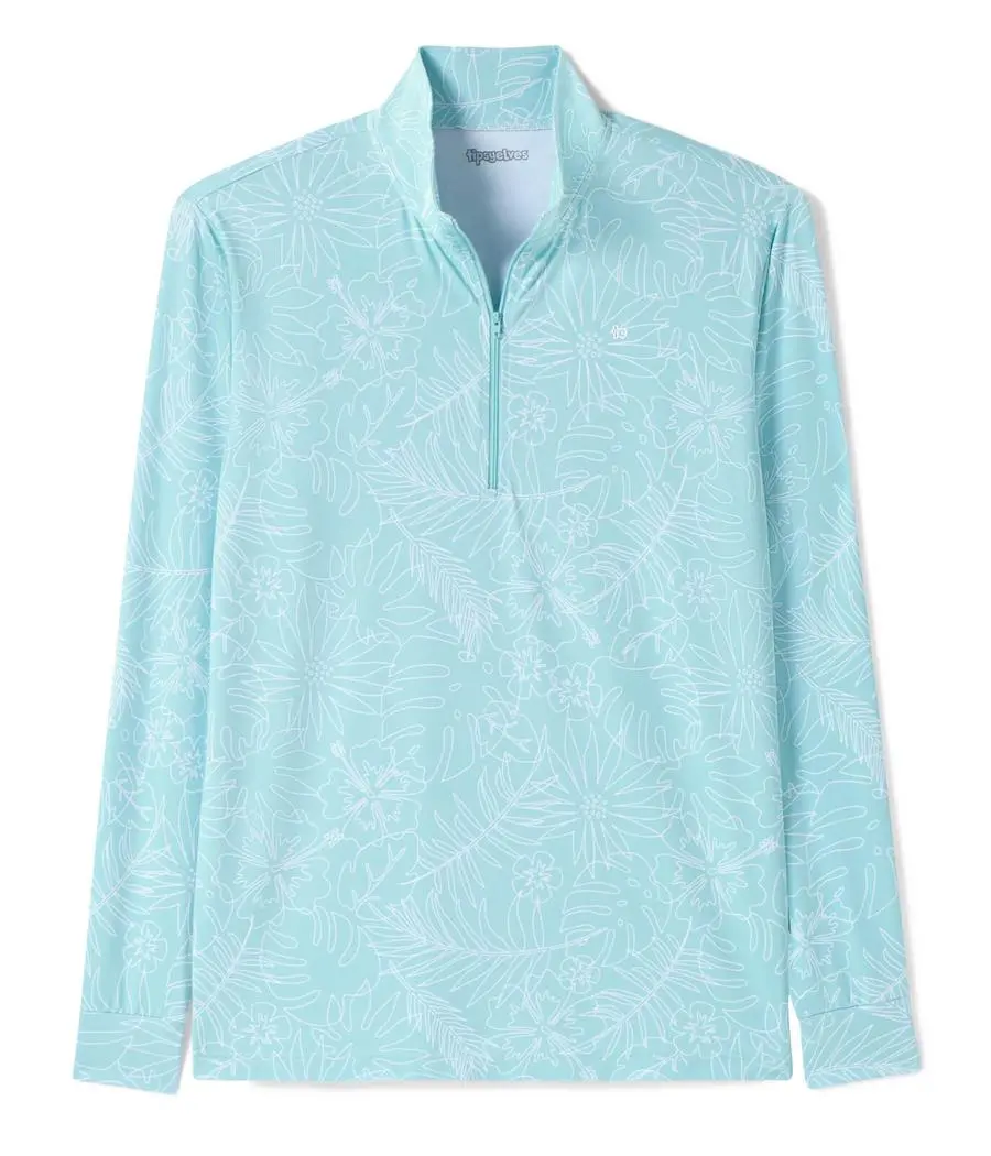 Men's Botanical Golf Pullover, Lightweight Performance Quarter-Zip with a Mock Neck for Stylish Comfort, Menswear, Tops