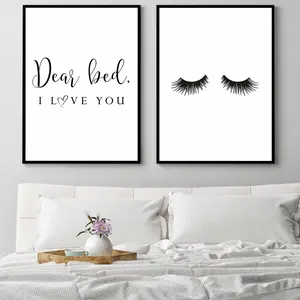 Unframed, Room Decor, Dear Bed I Love You Print,bedroom Wall Art,bed Signs,lashes Decor,bedroom Quote,bedroom Decor,above Bed Print,printable,set of 2 Printable – 5 Size, 8x12 to 27x40 inch