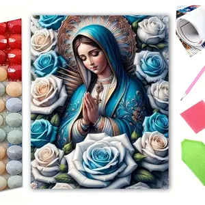 Virgin Mary 1pc 40x50cm DIY Diamond Painting Cross Stitch Kits 5D DIY Embroidery Mosaic Art for Adults Gift, Religion Portrait, Pictures Of Rhinestones Full Mosaic Crafts Kit, Decor Gift