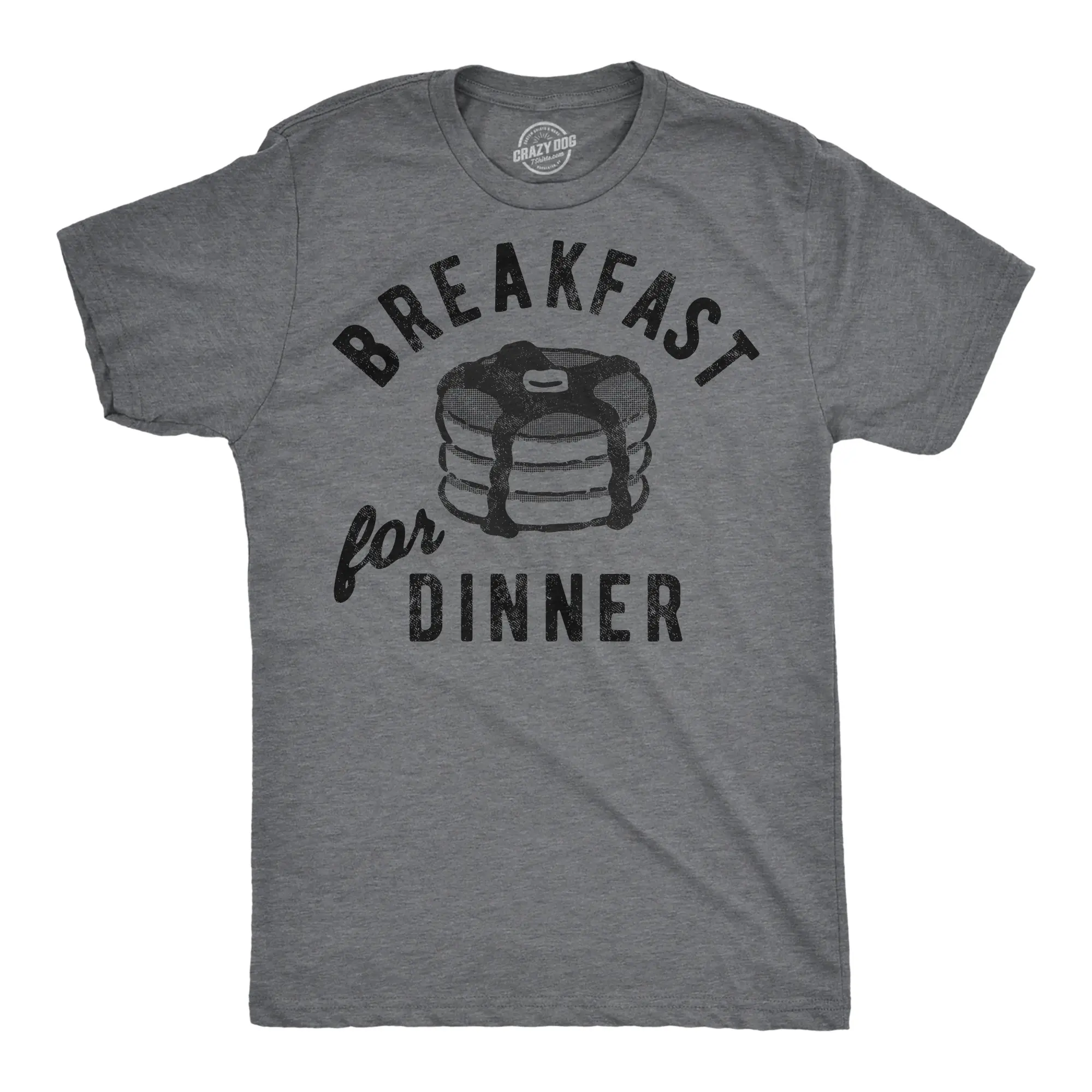 Mens Funny T Shirts Breakfast for Dinner Sarcastic Food Graphic Novelty Tee for Men Mens Funny T Shirts Cool Vintage Fashion T-Shirt Gift Classic Menswear Sarcastic Apparel for Men Funny Food Short Sleeve Dark Grey