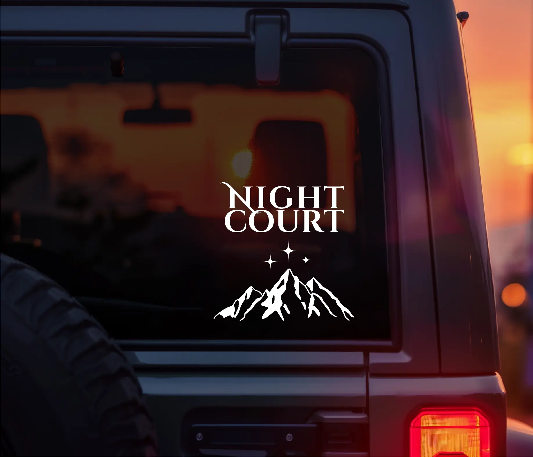 Night Court Vinyl Car Decal – Ramiel Mountain with Three Stars – ACOTAR Inspired Sticker for Cars, Laptops, Tumblers – BookTok Fantasy Decal for Sarah J Maas Fans, Rhysand Lovers, Velaris Aesthetic, Romantasy Bookish Gift Idea