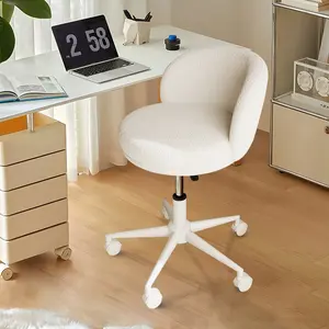 【Black Friday】Modern Armless Office Chair with Back, 360° Swivel Makeup Small Vanity Chair, Height Adjustable Computer Task Chair for Bedroom, Living Room