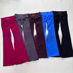 DFYNE Seamless Scrunch Butt Flared Leggings| High Waisted Booty Lifting Flare Yoga Pants Workout Gym Trousers
