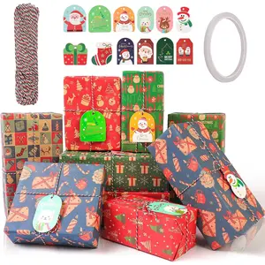 Christmas Wrapping Paper, 12 Sheets of  Wrapping Paper with Santa Claus, Christmas Trees and , Holiday  Paper 20x28in with  Tags for Diy Gifts